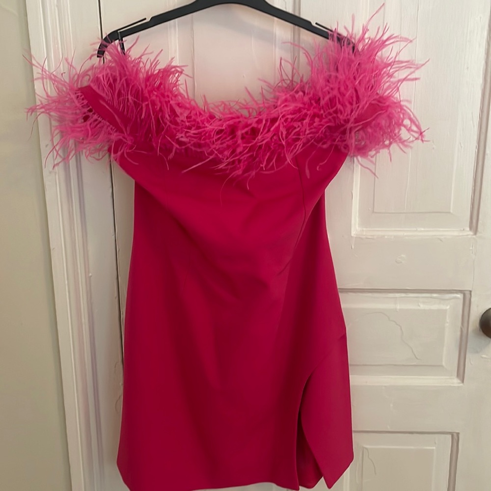 Feather Bardot Stretch Crepe Dress